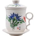thumbnail image 1 of Chinese Porcelain Tea Mug-4 PCS Kit JingDeZhen Handmade Ceramic Kung Fu Tea Cup with Loose Leaf Tea Brewing System For Home Office Kitchen (Style P), 1 of 7