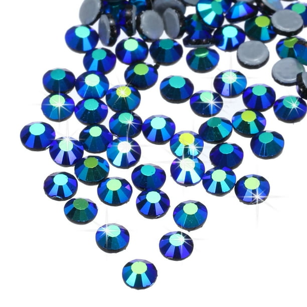 Uxcell 1440 Pcs Rhinestones Hotfix Cristales de Vidrio Gemas (SS16 4mm, Azul Marino)