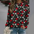 thumbnail image 1 of Qertyioot Chandail de la Saint-Valentin pour Femmes, Blouse à Manches Longues Imprimée Col Rond Tunique Décontractée, 1 of 5