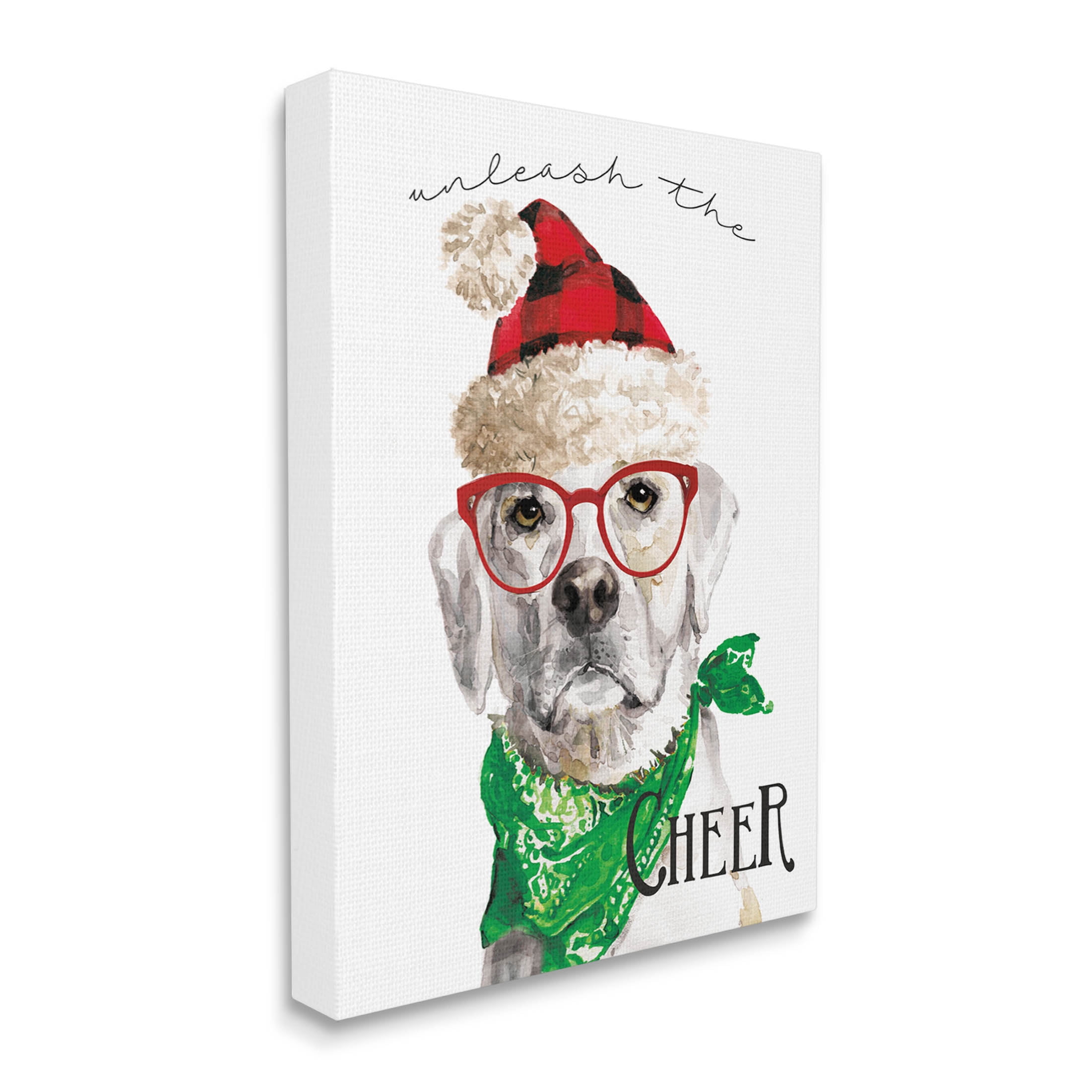 Stupell Industries Unleash The Cheer Holiday Dog Graphic Art Gallery Wrapped Canvas Print Wall Art, Design by Livi Finn