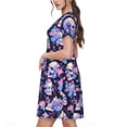 thumbnail image 2 of Lsque cool flower Skull Print Women's Casual Dress T-Shirt Summer Short Sleeve Scoop Neck Swing Dresses, 2 of 6