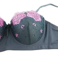 thumbnail image 4 of Aayomet Sports Bra Embroidered Support Bra Oversized Adjustable Bra French Style (Green, 44/100), 4 of 4