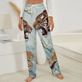 thumbnail image 3 of Tigers Clashing Blossoms Bloom Serene Winter Female Pants Flannel High Waist Women Pants Lady Warm Straight Leg Plush Trousers, 3 of 7