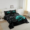 thumbnail image 2 of Erosebridal Black and Teal Rose Twin Comforter Set Romantic Floral Bedding Set,3D Roses Comforter Set for Women Bedroom,Wedding Valentines Day Decorations Blossom Flower Quilt Duvet Set 2Pcs, 2 of 5