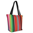 thumbnail image 2 of Gaeub Mexican Serape Blanket Stripes Printed Tote Bag Grocery Bag Reusable Shoulder Bag with Zip for School Kitchen Park DIY, 2 of 9