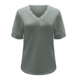 thumbnail image 5 of Endives Women's Short Sleeved T Shirt V Neck Thin Basic Tee Comfortable Tee Summer Green, 5 of 6
