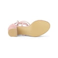 thumbnail image 5 of BLISSFUL STEP Women's Open Toe Lace up Sandals Mid Block Heels Sandals Light Pink 7, 5 of 7