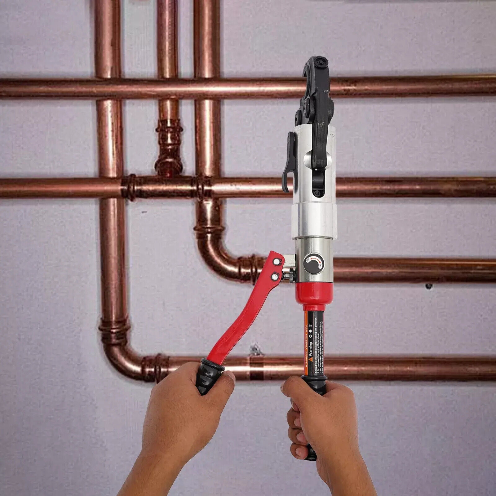 Hydraulic Pipe Crimper Pipe Press Crimping Tool Copper Tube Crimping Tool 1/2-1" Red