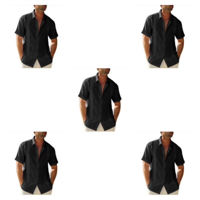 Qarigey Viajar Senderismo Camisa con botones para hombres Verano Playa Caminar Color sólido Diseño simple Tops Ropa Negro XXXL Type2 NO2