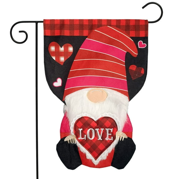 Briarwood Lane Love Gnome Burlap Sculpted Garden Flag