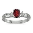 thumbnail image 1 of 14k White Gold Oval Garnet And Diamond Filigree Ring, 1 of 2