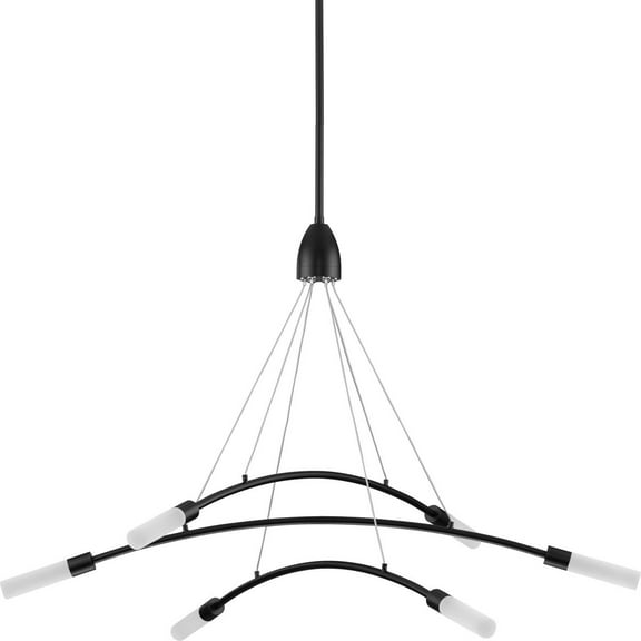 Kylo LED Collection Six-Light Matte Black and Frosted Acrylic Modern Style Chandelier Light