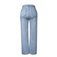 thumbnail image 6 of LYXSSBYX Jeans for Women Clearance Fashion Women Solid Casual Pocket High Waist Jeans Button Long Pants, 6 of 6