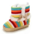 thumbnail image 6 of Baby Girls Fleece Knit Rainbow Winter Warm Snow Boots Soft Sole Crib Shoes Booties for Newborn Infant Toddler, 6 of 6