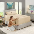 thumbnail image 1 of Ensemble de Draps 4 Pcs à Poches Extra Profondes, Drap-Housse Super Profond 18 Pouces-24 Pouces, s'Adapte aux Matelas à Profil Haut avec Surmatelas, Microfibre Double Brossée Douce de Luxe Hôtelier, Hypoallergénique - Très Grand, Beige, 1 of 7