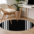 thumbnail image 5 of 3ft Round Rug, Black Striped Non-Skid Rubber Backing Large Area Rugs - Living Room Bedroom Home Office, Farmhouse Black White Stripes Indoor Floor Mat Carpets Washable Rug, 5 of 9