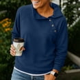 thumbnail image 5 of SYwaren Women's Casual Pullover Solid Color Lapel Button Up Long Sleeve No Hood Casual Fashion Loose Top, 5 of 6