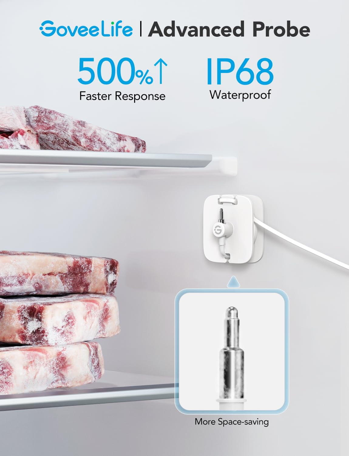 Freezer Thermometer Alarm, Smart Bluetooth Temperature Monitor Sensor for Refrigerator, 197 Ft Connecting Range APP Alert with Anti-False for Freezer (WiFi Gateway Not Included)