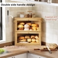 thumbnail image 6 of Corner Bread Box for Kitchen Countertop, Large Double Layer Bread Storage Container for Homemade Bread, Black Bread Holder for Kitchen Counter, Under Cabinet Organizer (Natural, Extra Large), 6 of 14