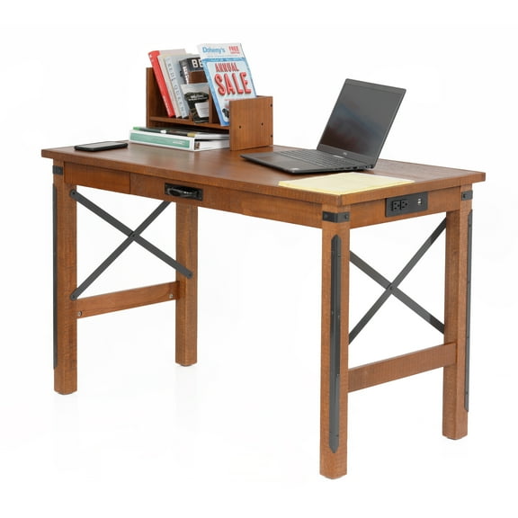 OS Home and Office Furniture Industrial Collection 24 by 48 Desk with USB Ports