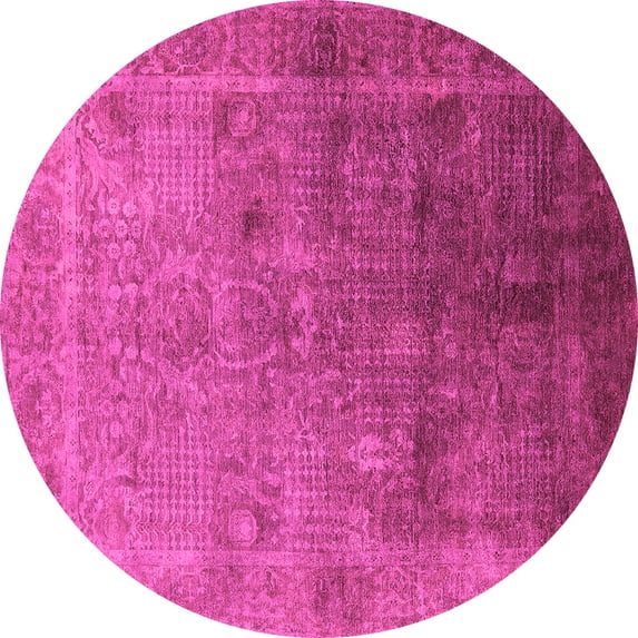 Ahgly Company Indoor Round Oriental Pink Industrial Area Rugs, 6' Round