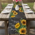 thumbnail image 4 of Yellow Sunflowers Table Runner 120 Inches, Farmhouse Floral Rustic Leaves Dark Grey Bed Runner Dresser Scarves Tabletop for Indoor Outdoor Parties/Ceremony/Banquet, 13"x 120", 4 of 9