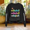 thumbnail image 3 of Uootdi Game Day Womens Sweatshirts Crew Neck Long Sleeve Football Stitch Colorful Volleyball Text Print Sweatshirt for Women Loose Fit Dressy Womens Tops, 3 of 8