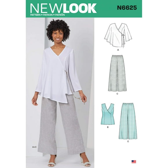 New Look Motif Couture N6625A Hauts et Pantalons à Enfiler Blancs Divers