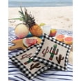 thumbnail image 3 of Pack of 2 Outdoor Pillow Covers, Mexico Cactus Black and White Plaid Waterproof Square Throw Pillowcase Cushion Decorative Pillow Covers for Couch Patio Tent, 26x26 in, 3 of 6