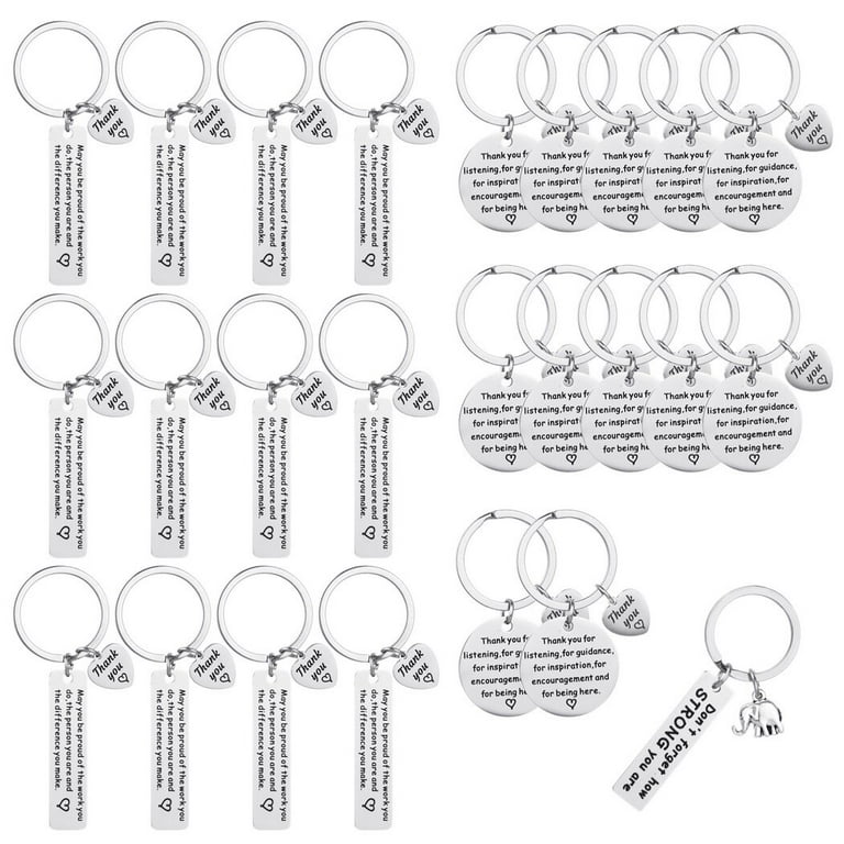 Bangcool 25 Pcs Thank You Keychains, Appreciation Keychain Gifts, Stainless Steel Keychains, Bulk Inspirational Thank You Keychains, Thank You Gifts