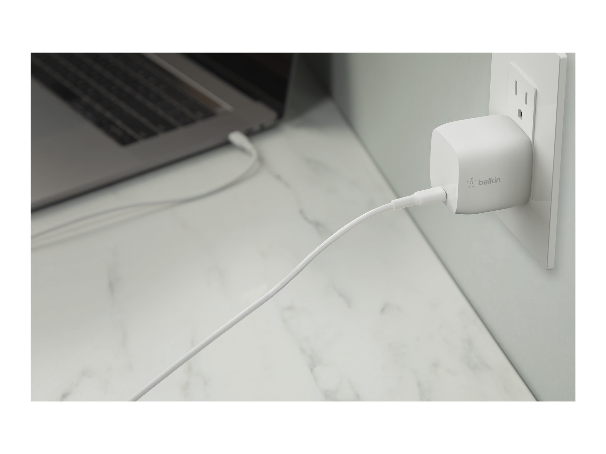 Belkin Compact Wall Charger 30W, USB-C Power Delivery Fast Charging for Apple iPhone 16, 15, 14, 13, Samsung Galaxy S25, iPad, AirPods, Tablet, Nintendo Switch 2 & More w/ 1M USB-C to C Cable - White