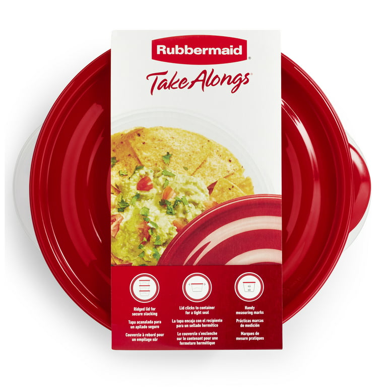 Rubbermaid TakeAlongs 6.2 Cup Serving Bowl Food Storage Containers, Set of  3, Red