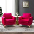 thumbnail image 2 of 14 Karat Home Velvet Club Chair Set of 2 Arms Wood Upholstered Accent Chair Metal Legs Red, 2 of 10