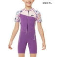 thumbnail image 4 of Greeniant Traje de neopreno de manga de 2,5 MM para niños, traje de baño con cremallera frontal para mantener el calor, protección contra sarpullidos, Deportes acuáticos Púrpura XL Greeniant OD003642-04, 4 of 6
