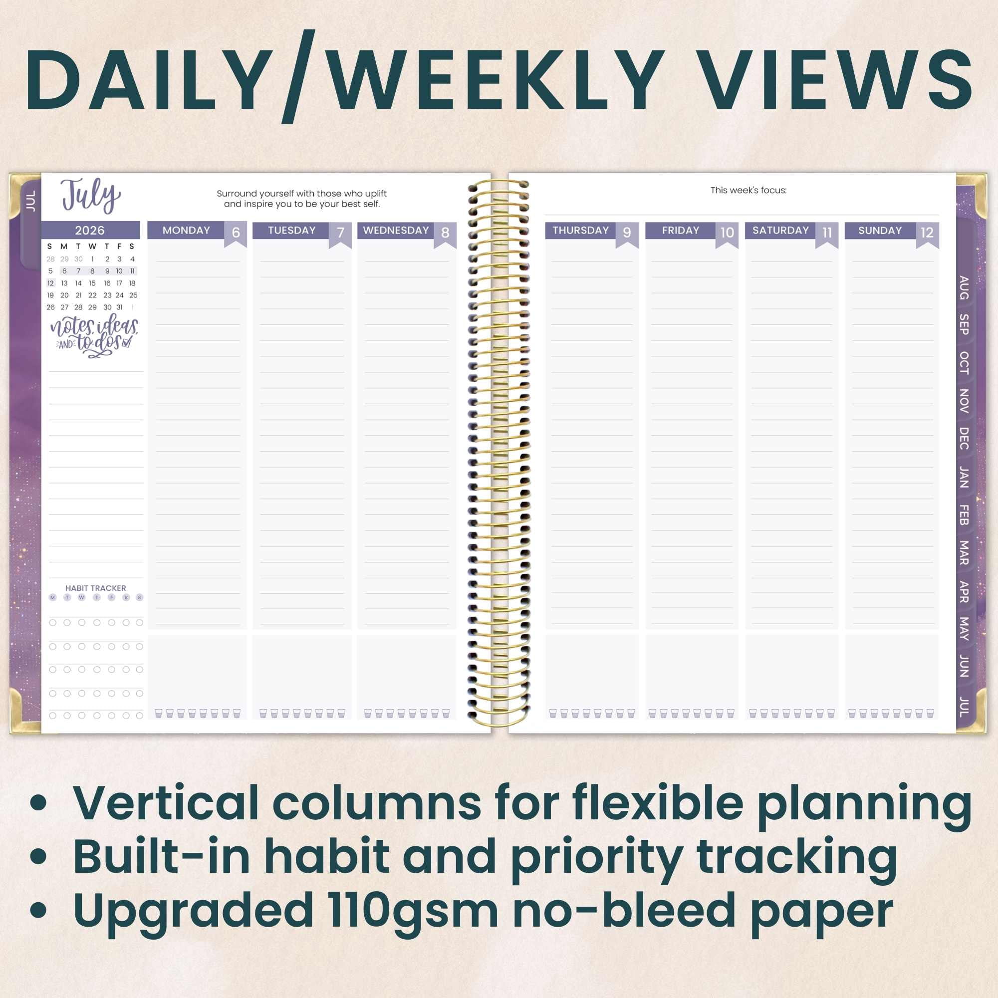 bloom daily planners 2026-2027 Academic Goal & Vision Planner, 13-Month Monthly & Weekly Hard Cover, 7.5" x 9", Good Things Are Coming