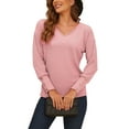 thumbnail image 1 of Frontwalk Womens Button Long Sleeve Sweaters Ribbed Knitted Pullover Blouse Lantern Sleeve Casual Solid Color Knit Pullover Sweater, 1 of 5