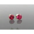 thumbnail image 2 of Screw Back Solitaire Stud Earrings 2 Ct Round Cut Red Ruby Lab Created Stud Earrings 14K Yellow Gold Plated Silver, 2 of 2