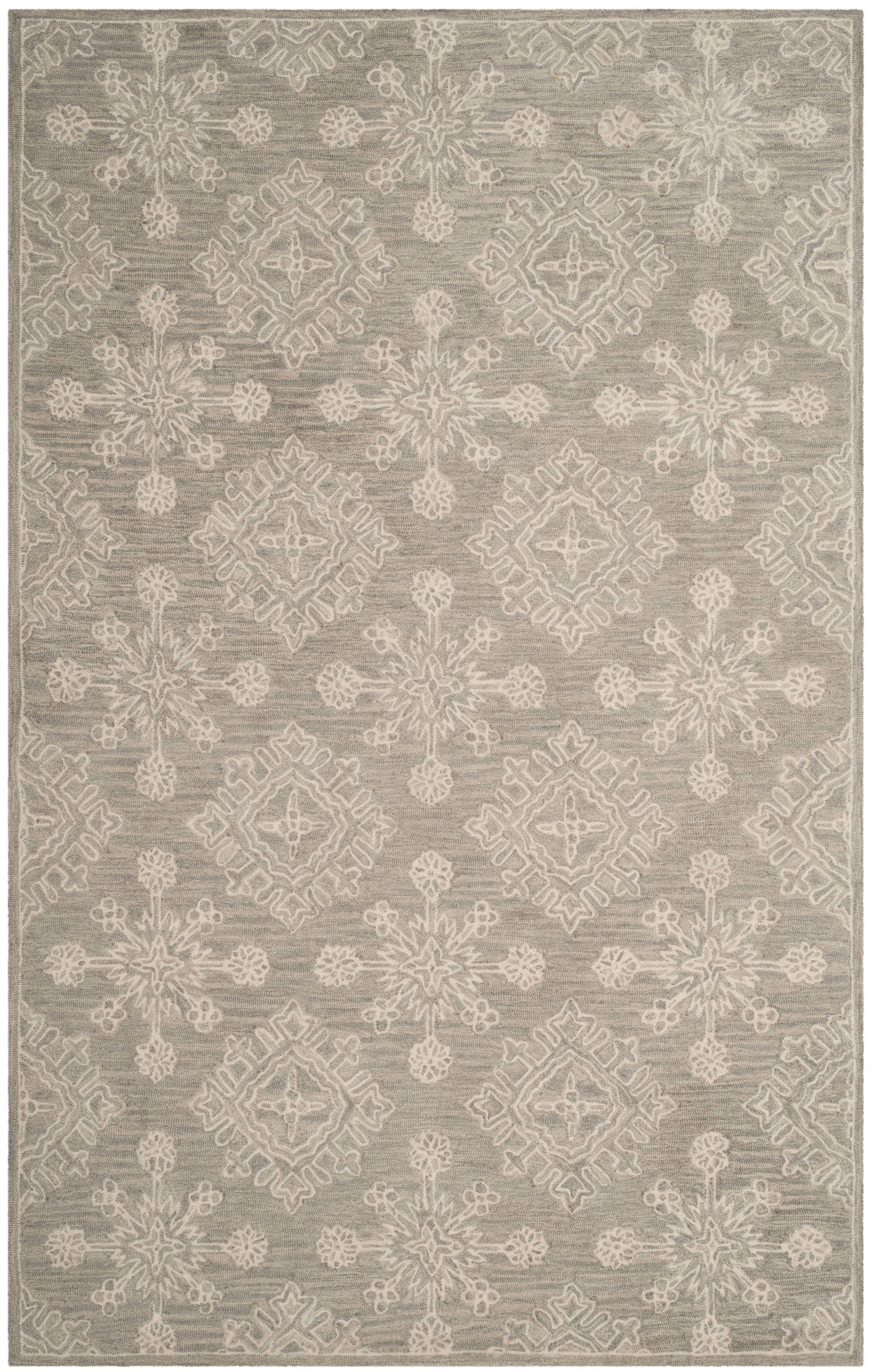 SAFAVIEH Blossom Emmerson Damask Snowflakes Wool Area Rug, Light Beige, 4' x 6'