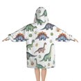 thumbnail image 2 of Watercolor Dinosaurs Eggs Plants Pattern Blanket Hoodies for Kids 6-13YR Oversize Wearable Blanket Hoodies for Boys Girls Teens, 2 of 7