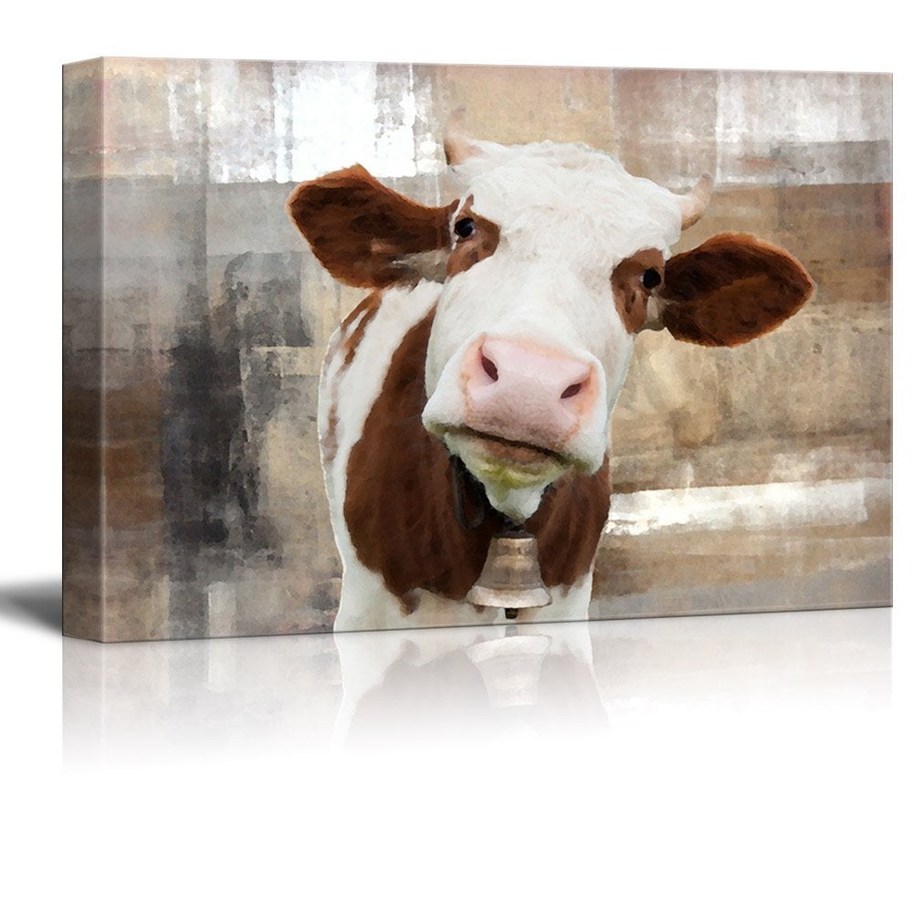 wall26 Canvas Print Wall Art Head of a Milk Cow on Abstract
