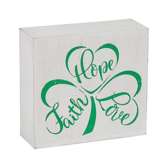 Faith Hope Love Shamrock Tabletop Decoration, Home Decor, St. Patrick's Day, 1 Piece, 5 in
