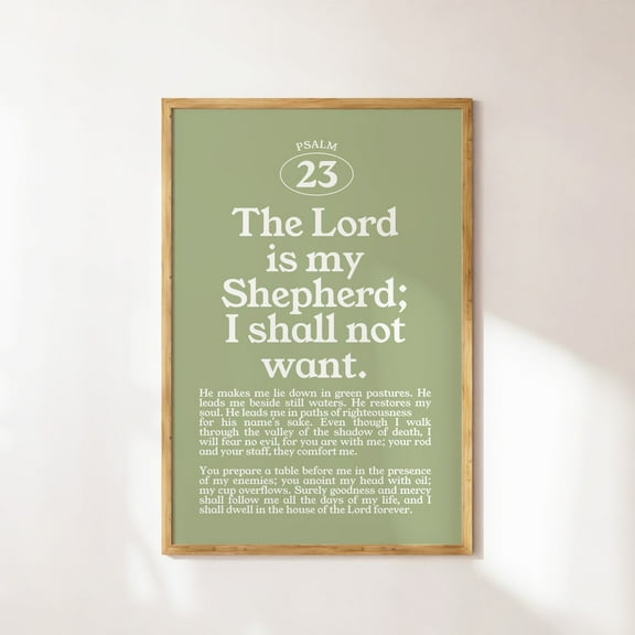 Psalm 23 Christian Wall Art, Minimalist Bible Verse Decor, Tropical Wall Art, Green Wall Decor, Christian Quote Poster, Wall Art, Modern Wall Decor, 8x12 UNFRAMED