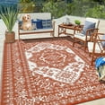 thumbnail image 2 of GlowSol 10x14 Outdoor Rug Waterproof Carpet Patio Rug Indoor Outdoor Area Rug Reversible Rug for Picnic Beach Deck-Outdoor, Brick Red/White, 2 of 8