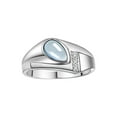 thumbnail image 1 of RYLOS Men's Rings Sterling Silver Ring - Timeless Pear Shape Cabochone Gemstone & Diamonds - Tear Drop Cabochon AQUAMARINE Rings For Men  Size 13, 1 of 6