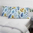thumbnail image 4 of Blue Yellow Leaves Throw Pillow Covers, Spring Botanical Leaf Farmhouse Watercolor Soft Breathable Pillow Cases with Invisible Zipper, Small Pillowcases for Couch Bed Sofa Chair 16x24 Inches, 4 of 9
