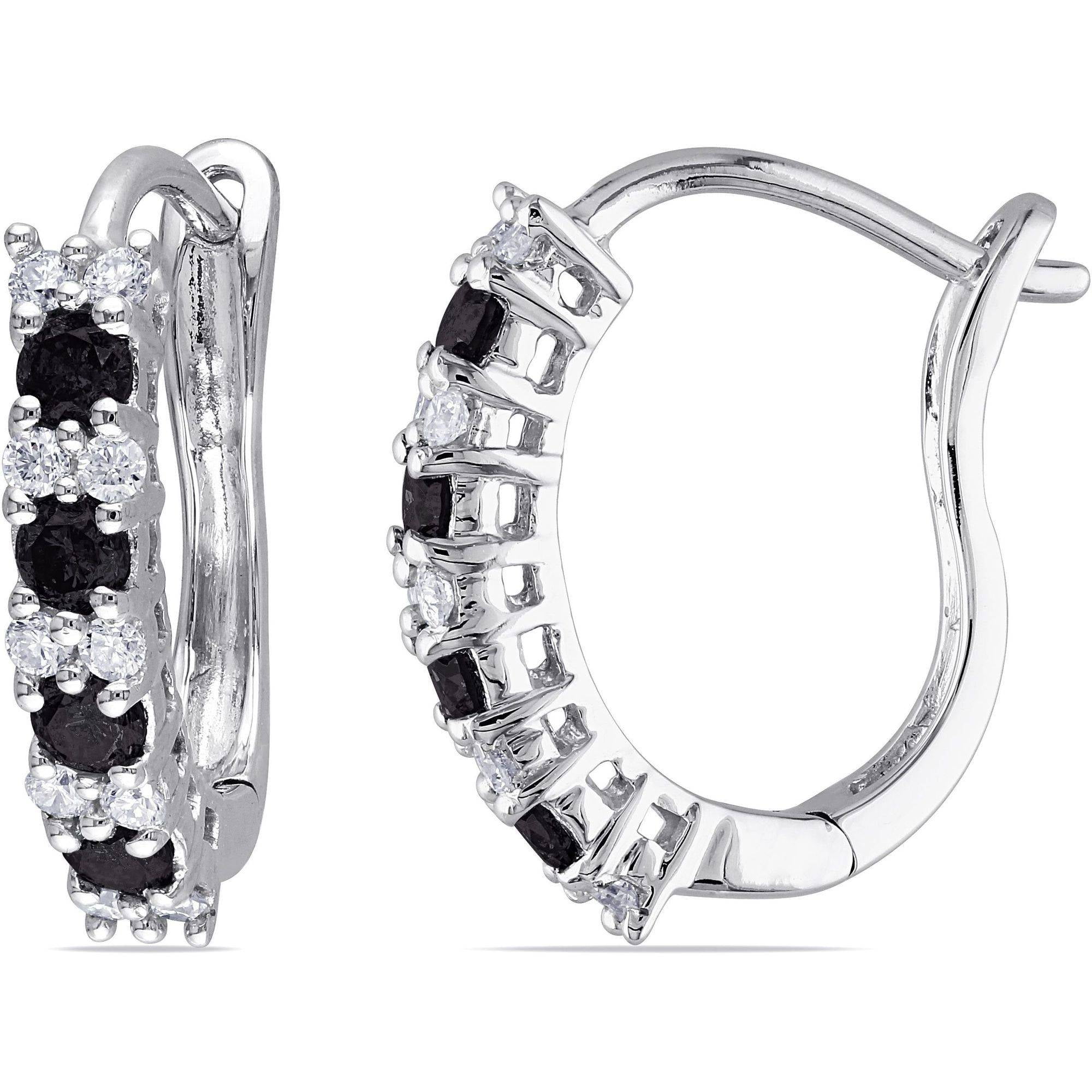 Miabella 1/2 Carat T.W. Black and White Diamond 10kt White Gold Cuff