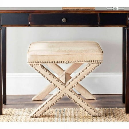 SAFAVIEH Palmer Transitional Cross Leg Upholstered Ottoman Taupe