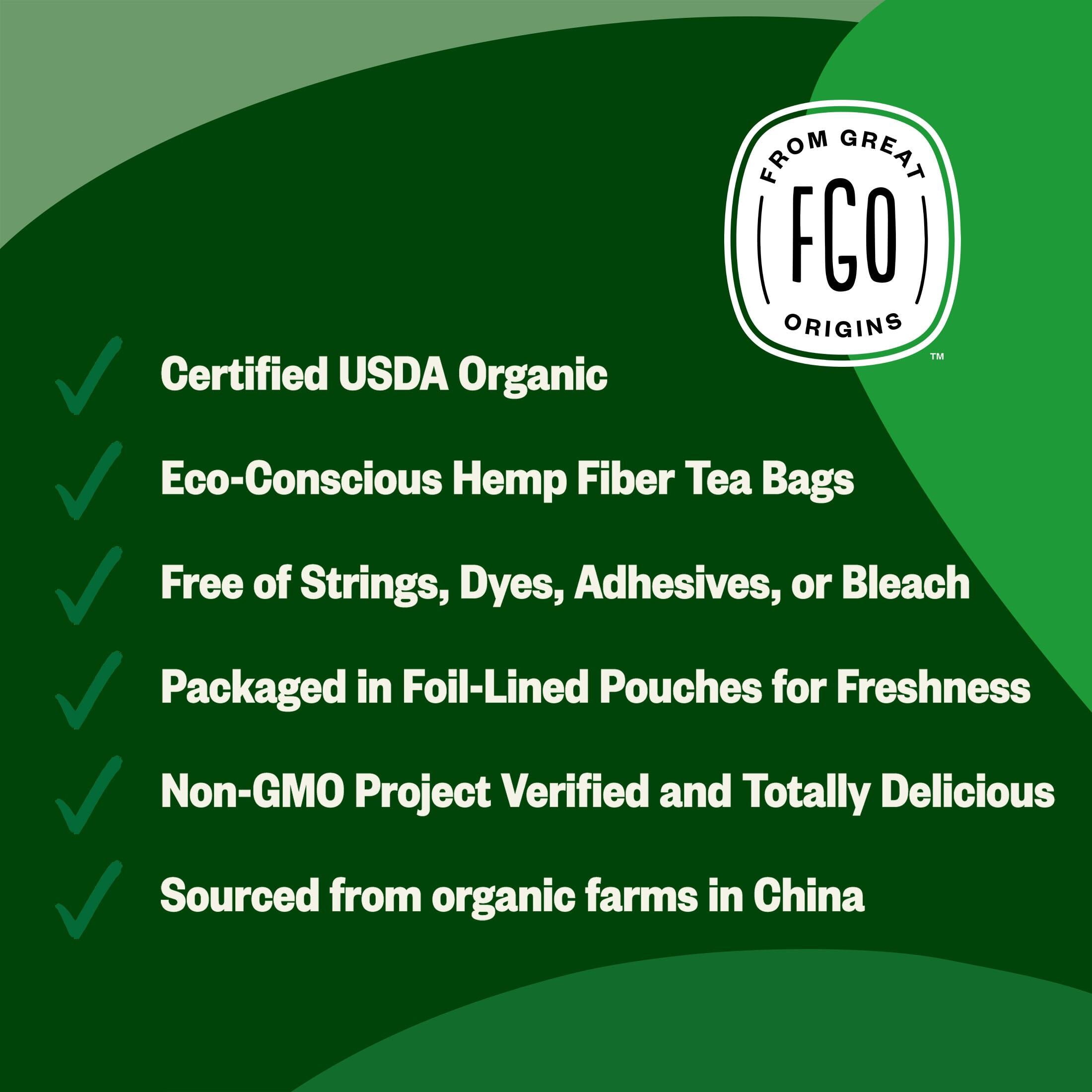 FGO Green Decaf Tea, Organic, Eco-Conscious Tea Bags (100 Count)