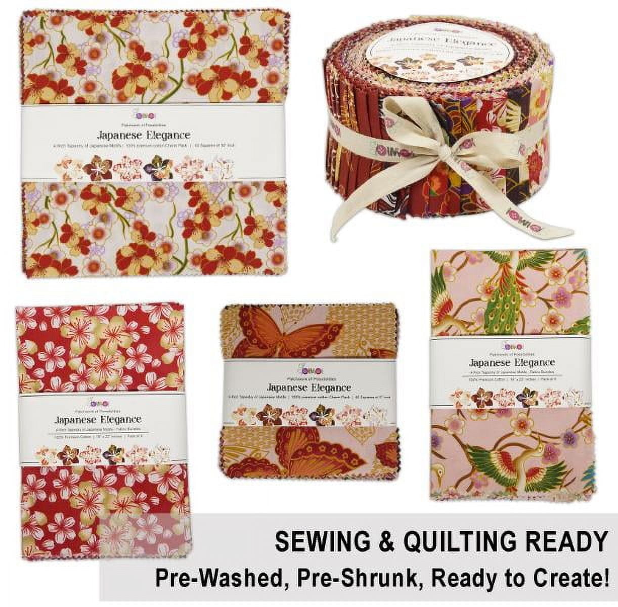 Soimoi Jelly Roll 40 Strip Assorted Bundle, Fabric Strips for Quilting, Crafting, and Sewing, 100% Cotton Fabric Jelly Roll Bundle For Scrapbooking, DIY Crafts- Japanese Elegance