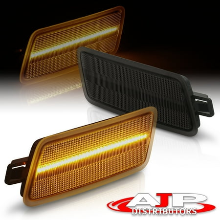 AJP Distributors Replacement Smoked Lens Front Amber LED Front Bumper Side Markers Lights Lamps Set Drive + Passenger For Audi A6 C6 2005 2006 2007 2008 2009 2010 2011 05 06 07 08 09 10 11